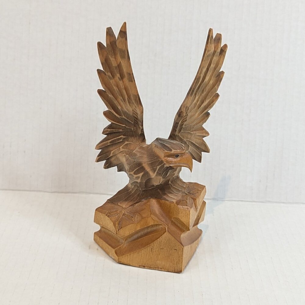 Vintage Hard Carved Eagle USSR Former Soviet Republic Blue Eyes